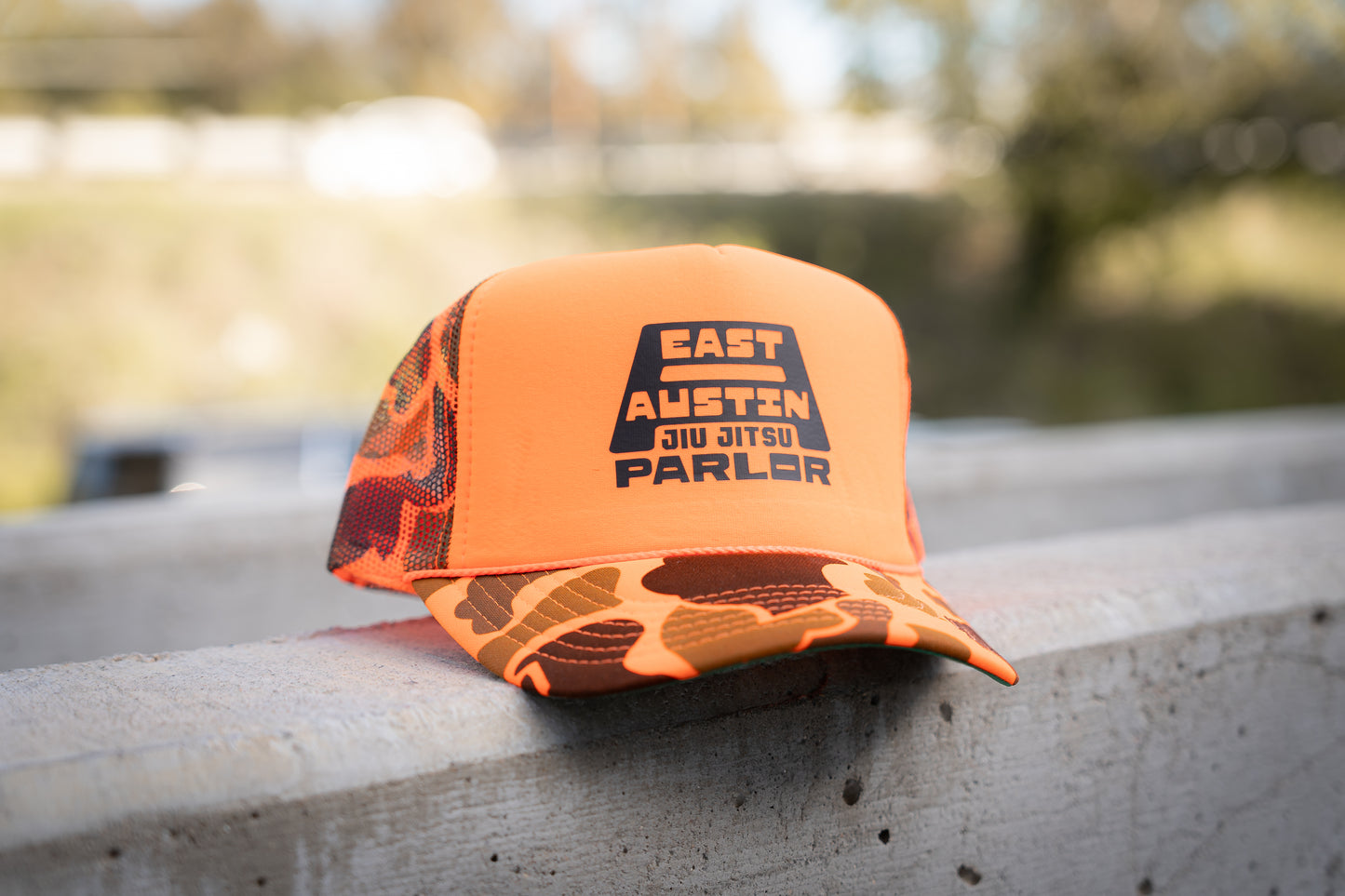 Parlor Orange Camo Trucker Hat